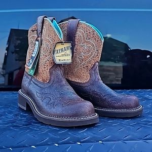 Ariat Womens Boot Fatbaby 8.5B Chetah/Turquoise